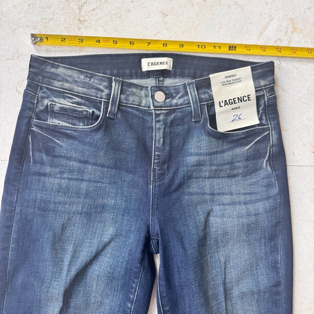 L’Agence The Sneeki Flare Legs Low Rise Hanson blue jeans size 27 NWT - Picture 9 of 15